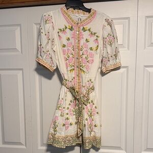 A Loves A Floral Print Dress with Pink and Green Accents- RUNS SMALL